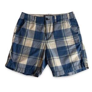 American Eagle Outfitters Blue & White Plaid Cotton Shorts Classic Preppy Summer